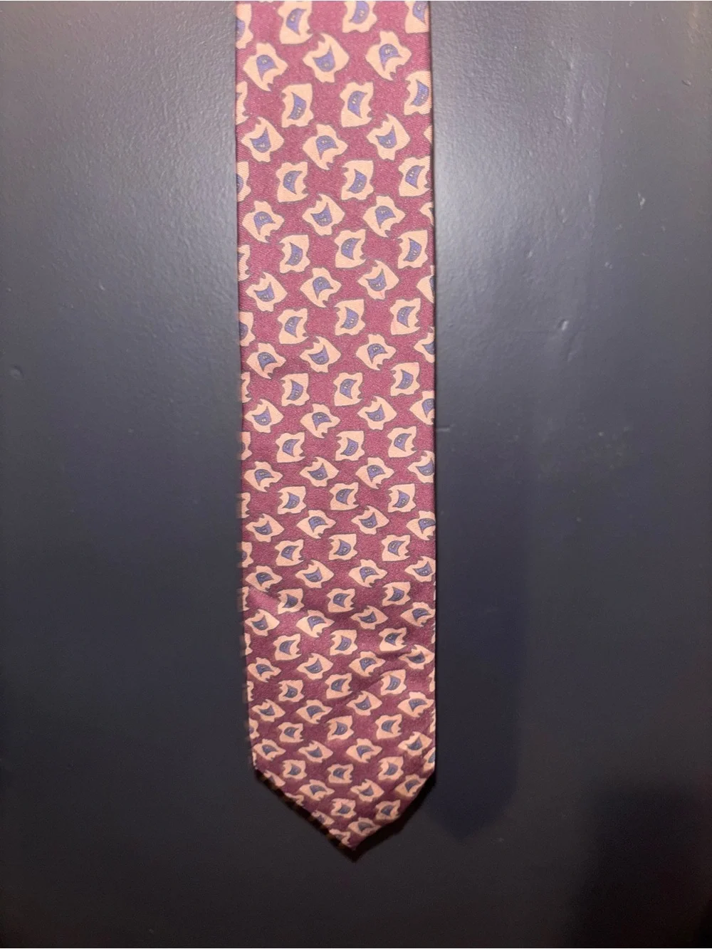 Vintage Ferrell Reed for Nordstrom Silk Tie Burgundy Geometric Foulard Print